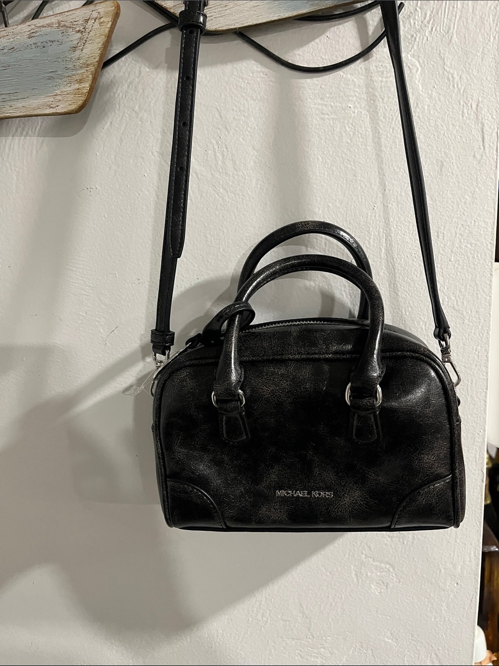 Michael Kors Black Leather Crossbody Satchel